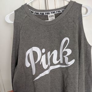 PINK Gray Cold Shoulder Sweatshirt